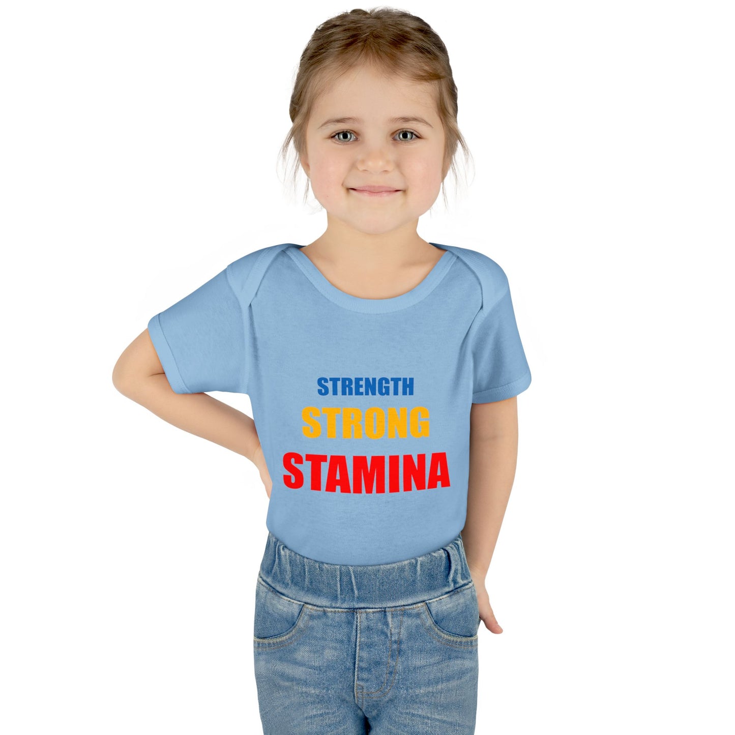"Strength/Strong/Stamina" Infant Baby Rib Bodysuit