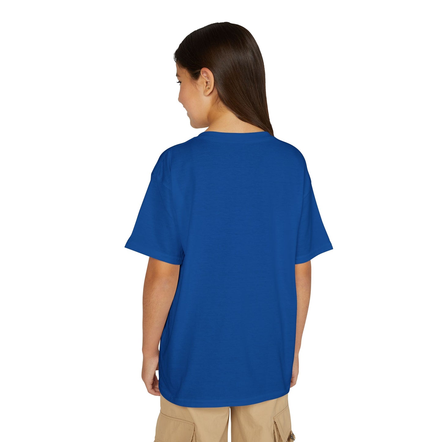Youth T-Shirt — Red Letter "Q" with Cartoon Girl Graphic