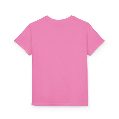 Youth T-Shirt — Red Letter "Q" with Cartoon Girl Graphic