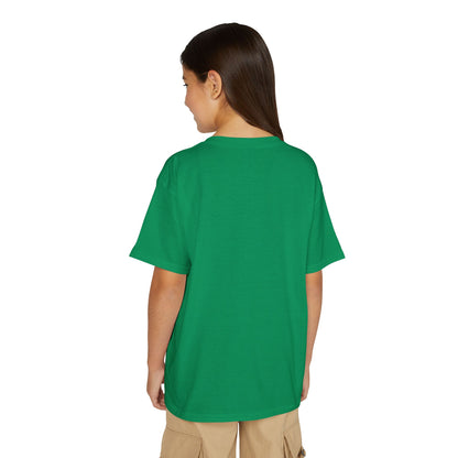 Youth T-Shirt — Red Letter "Q" with Cartoon Girl Graphic
