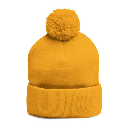 "Q" Pom-Pom Knit Cap (Embroidery)
