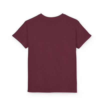 Youth T-Shirt — Red Letter "Q" with Cartoon Girl Graphic