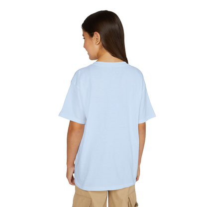 Youth T-Shirt — Red Letter "Q" with Cartoon Girl Graphic