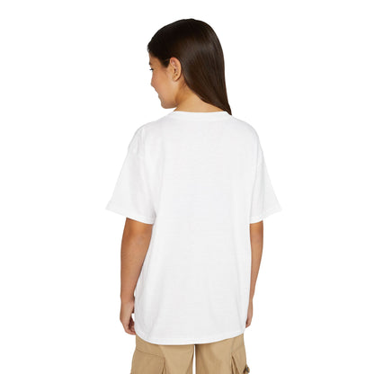 Youth T-Shirt — Red Letter "Q" with Cartoon Girl Graphic