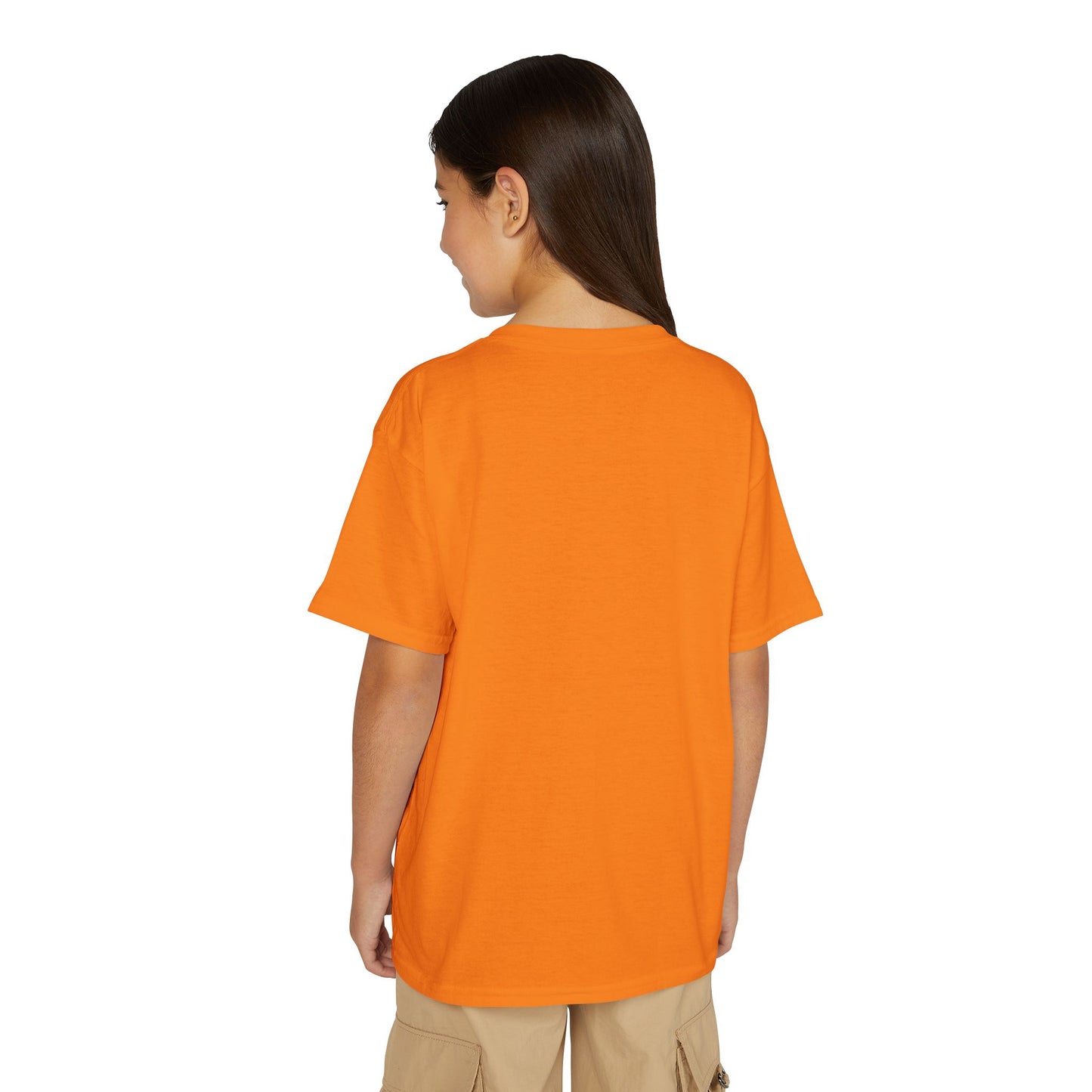 Youth T-Shirt — Red Letter "Q" with Cartoon Girl Graphic