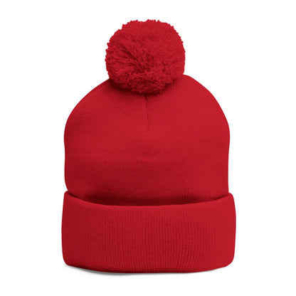 "Q" Pom-Pom Knit Cap (Embroidery)