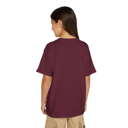 Youth T-Shirt — Red Letter "Q" with Cartoon Girl Graphic