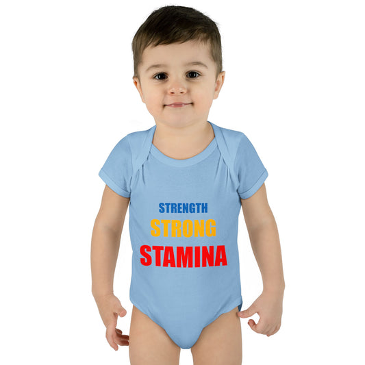 "Strength/Strong/Stamina" Infant Baby Rib Bodysuit