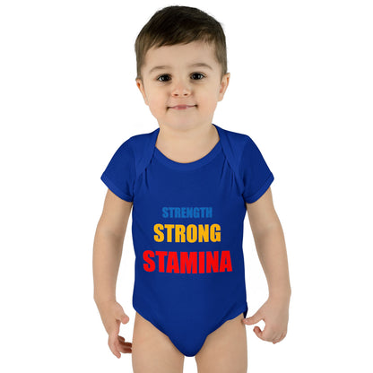 "Strength/Strong/Stamina" Infant Baby Rib Bodysuit