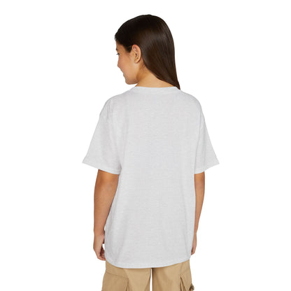 Youth T-Shirt — Red Letter "Q" with Cartoon Girl Graphic
