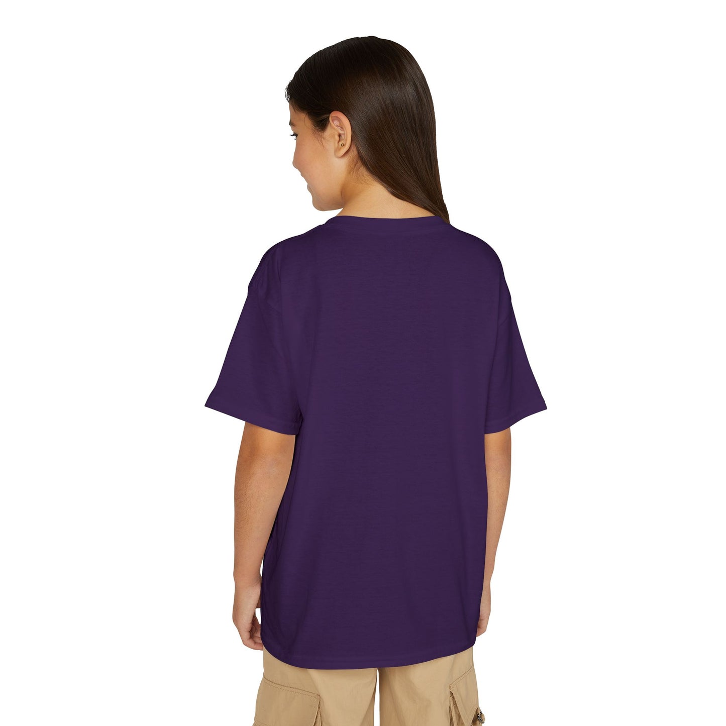 Youth T-Shirt — Red Letter "Q" with Cartoon Girl Graphic